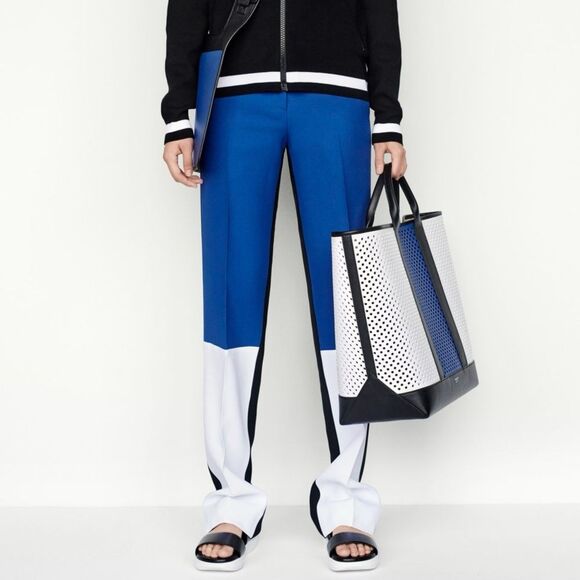 Runway Michael Kors Collection Blue Black & White Color Block Pants Size 10 - Picture 1 of 15